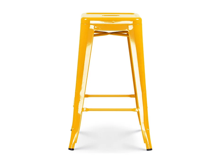 Lot de 4 tabourets de bar style industriel jaune brillant - Hauteur 66 cm