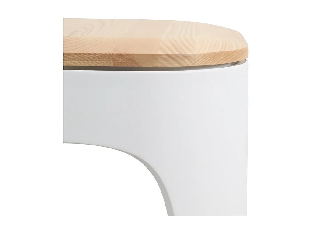 Tabouret structure blanche en résine, assise en bois clair - Hauteur 72,5 cm