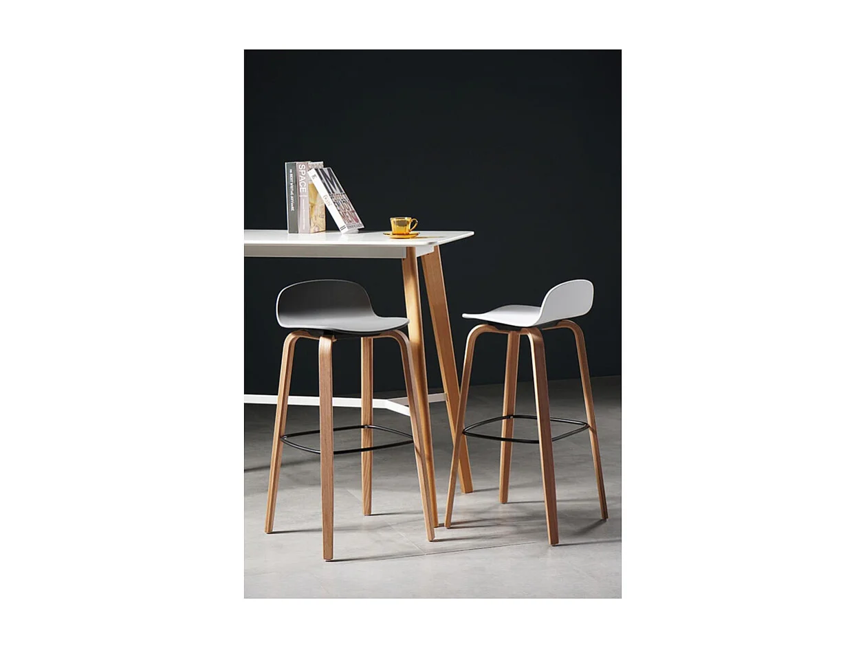 Lot de 4 tabourets de bar noirs style scandinave avec pieds en métal - Hauteur 76cm