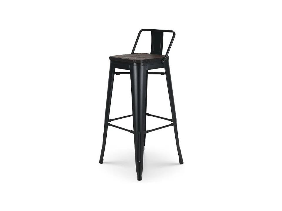 Tabouret de bar en métal noir mat style industriel avec dossier