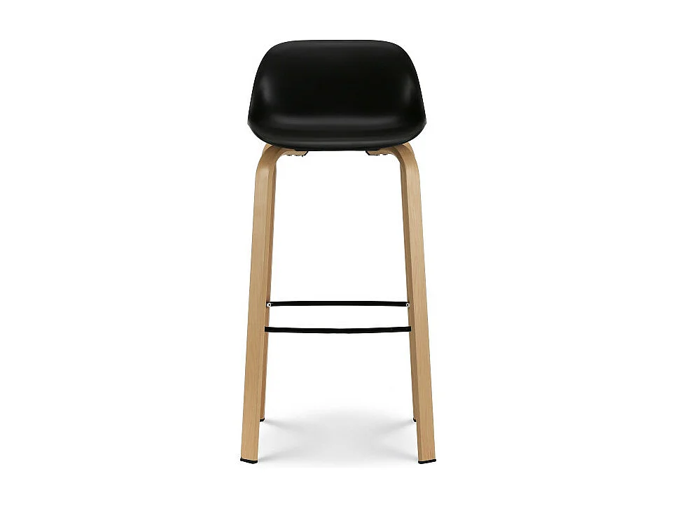 Lot de 2 tabourets de bar noir style scandinave avec pieds effet bois en métal - Hauteur 76cm