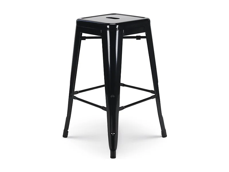 Tabouret de bar style industriel noir brillant - Hauteur 66 cm