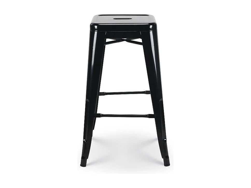 Tabouret de bar style industriel noir brillant - Hauteur 66 cm