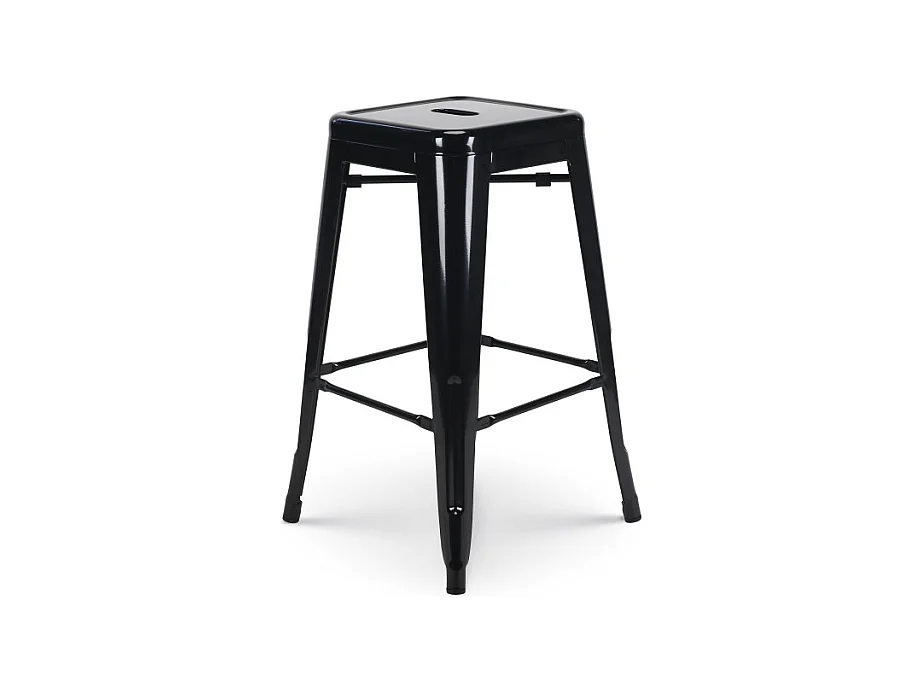 Tabouret de bar style industriel noir brillant - Hauteur 66 cm