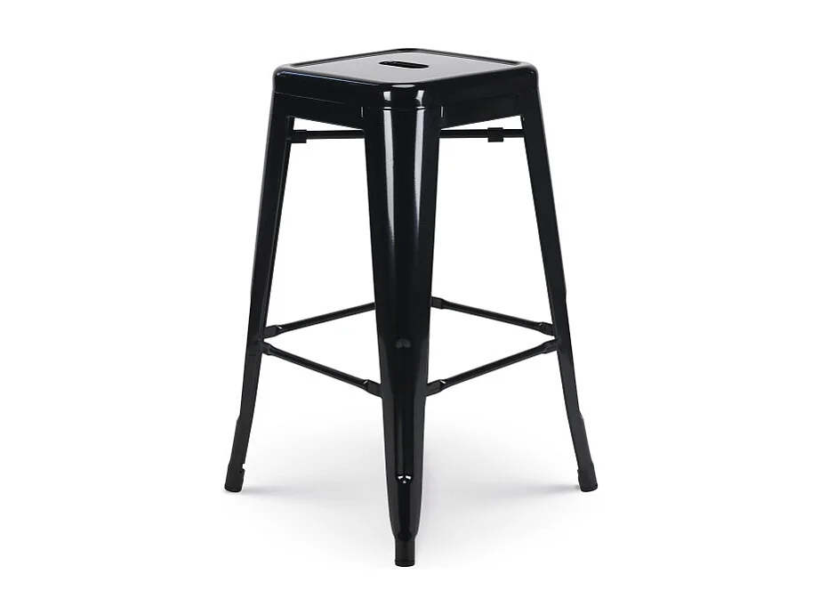 Tabouret de bar style industriel noir brillant - Hauteur 66 cm
