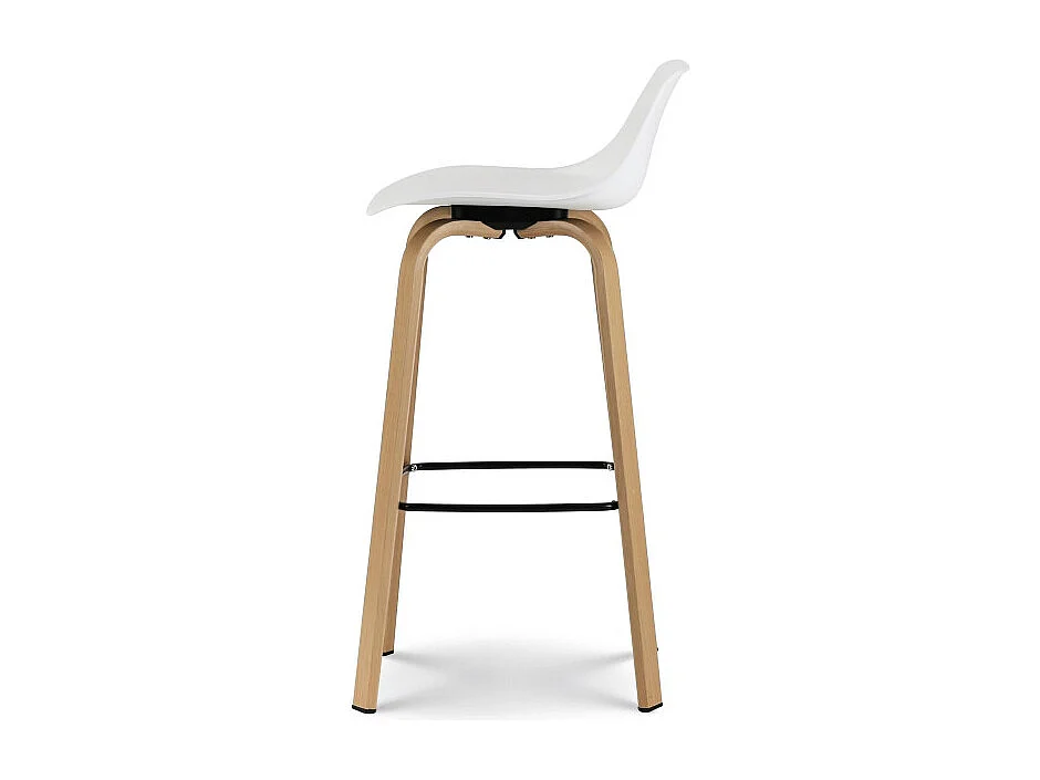 Tabouret de bar blanc style scandinave avec pieds effet bois en métal - Hauteur 66cm