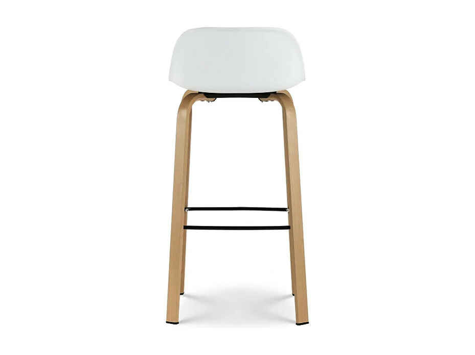 Tabouret de bar blanc style scandinave avec pieds effet bois en métal - Hauteur 66cm