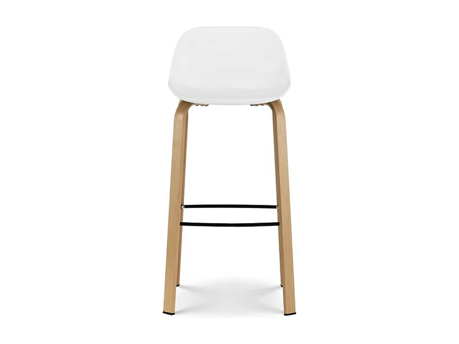 Lot de 2 tabourets de bar blancs style scandinave avec pieds effet bois en métal - Hauteur 66cm