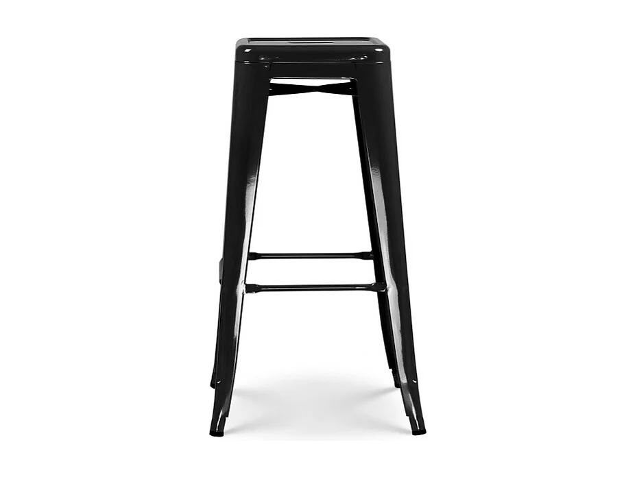 Tabouret de bar en métal noir brillant style industriel - Hauteur 76 cm