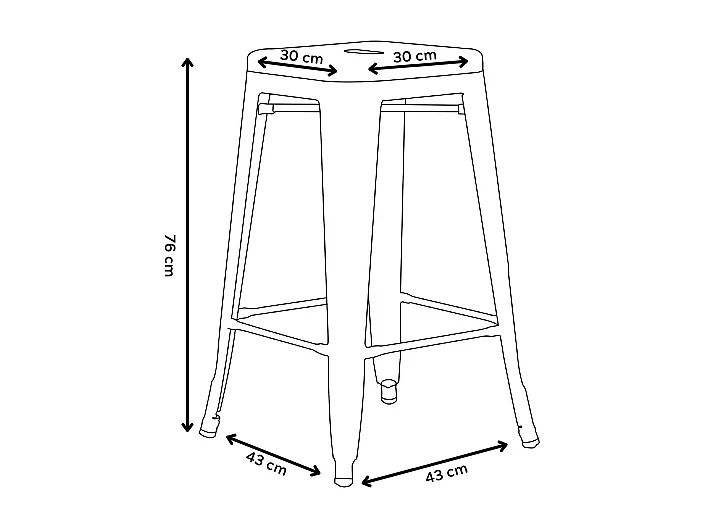Tabouret de bar en métal noir brillant style industriel - Hauteur 76 cm
