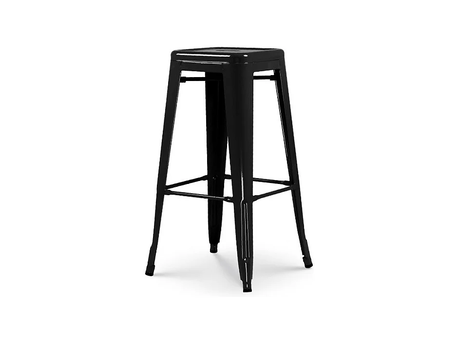 Tabouret de bar en métal noir brillant style industriel - Hauteur 76 cm