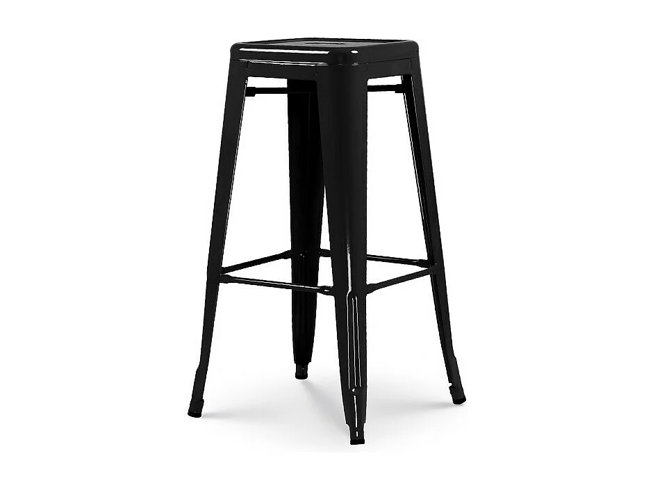 Tabouret de bar en métal noir brillant style industriel - Hauteur 76 cm