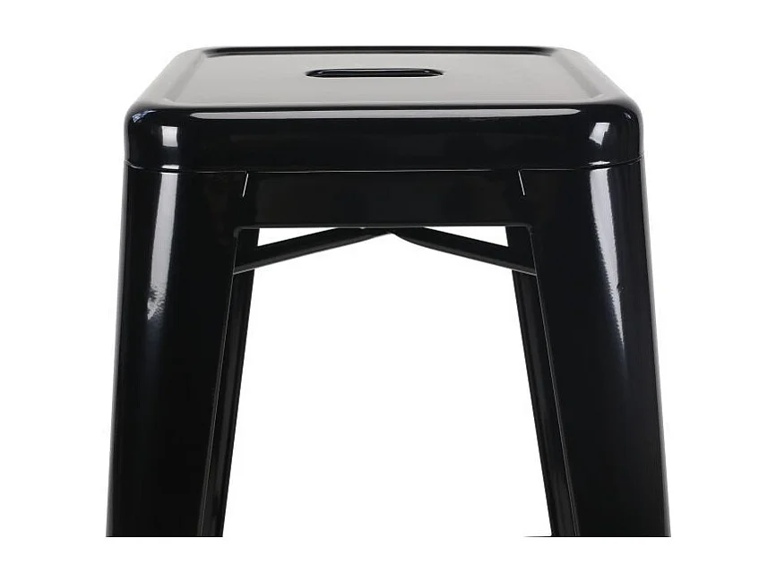 Tabouret de bar en métal noir brillant style industriel - Hauteur 76 cm