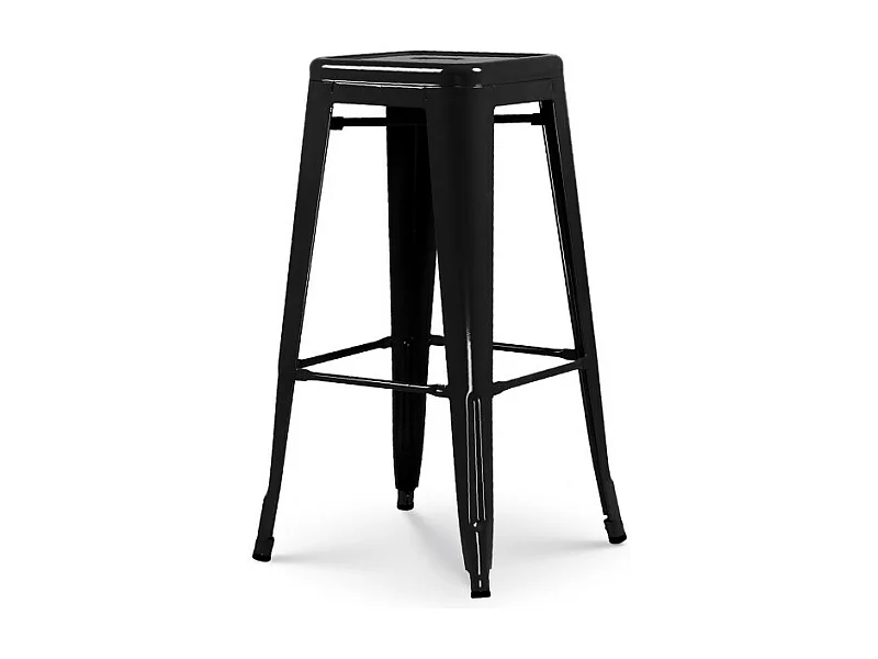 Tabouret de bar en métal noir brillant style industriel - Hauteur 76 cm