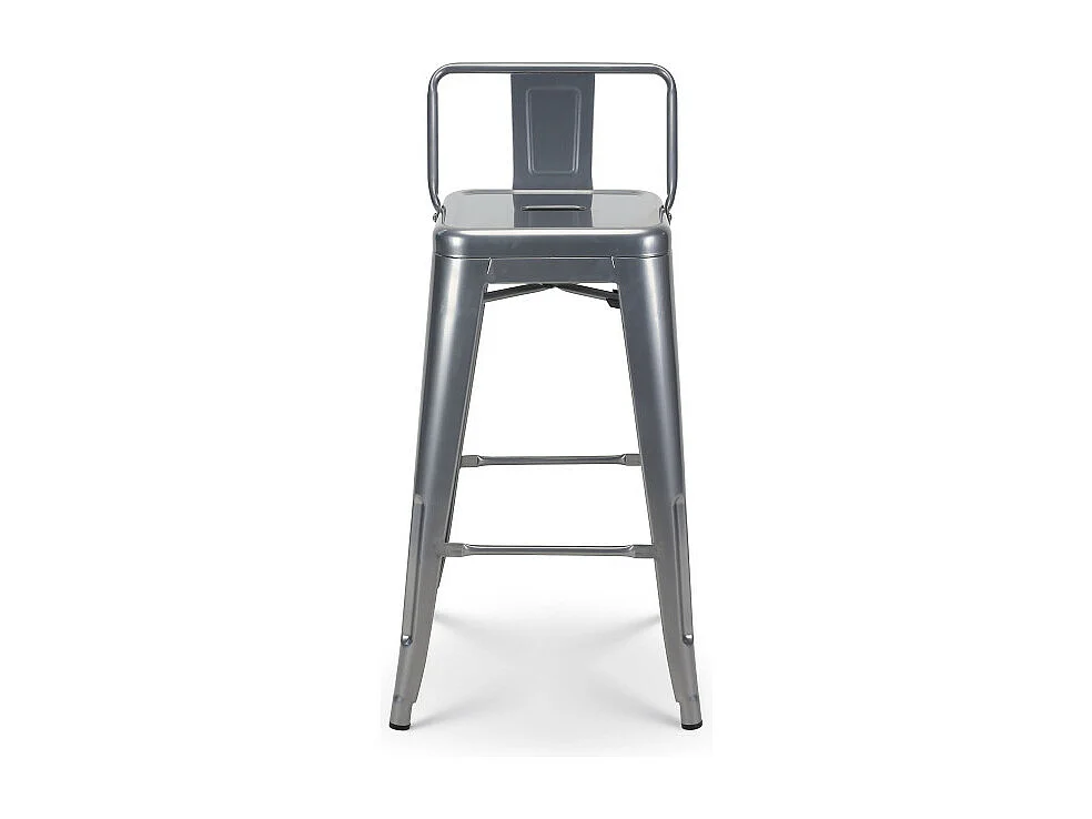 Tabouret de bar en métal silver avec dossier - Hauteur assise 66cm