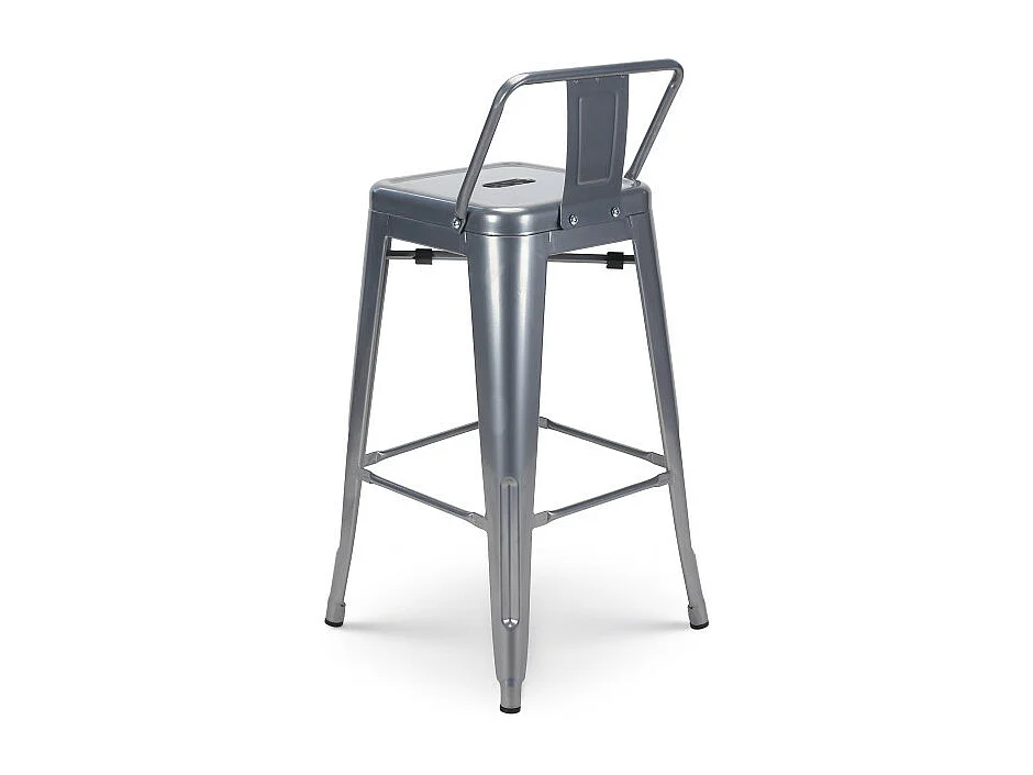 Tabouret de bar en métal silver avec dossier - Hauteur assise 66cm