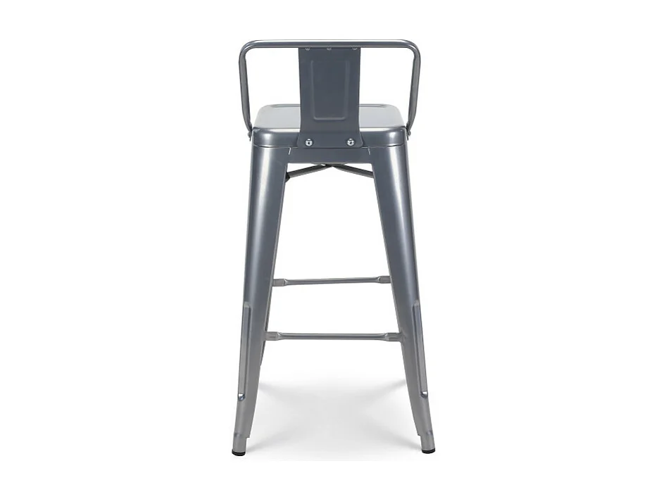 Tabouret de bar en métal silver avec dossier - Hauteur assise 66cm