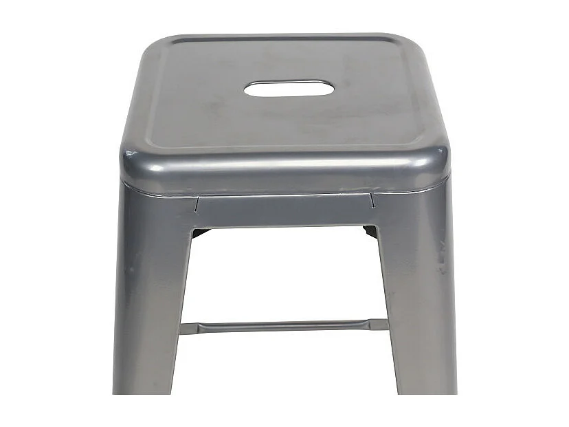 Lot de 4 tabourets de bar en métal gris argenté brillant style industriel - Hauteur 66 cm