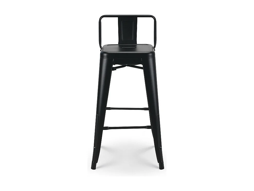 Lot de 4 tabourets de bar en métal noir mat style industriel - Avec dossier - Hauteur 66cm