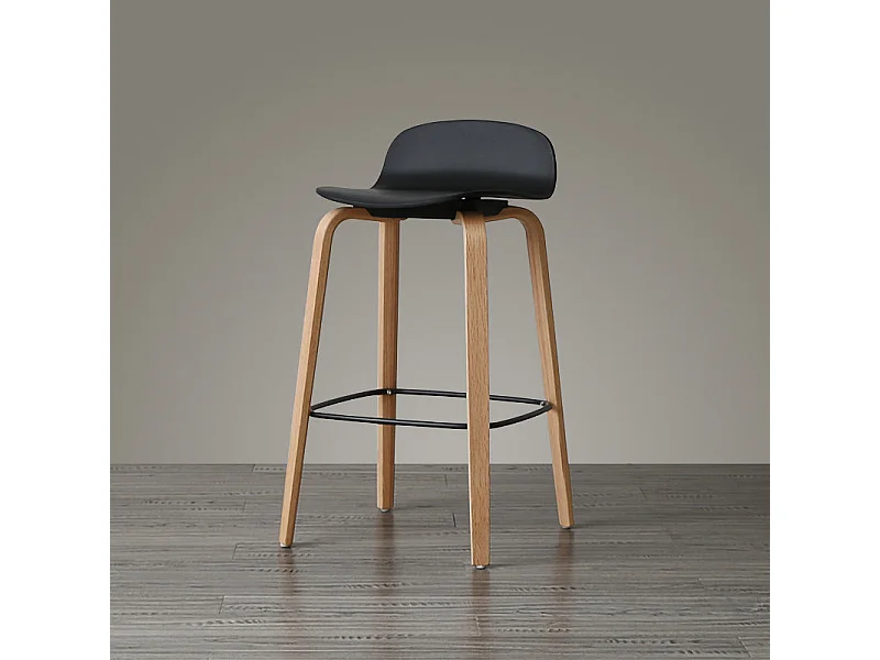 Lot de 2 tabourets de bar noirs style scandinave avec pieds en métal - Hauteur 76cm