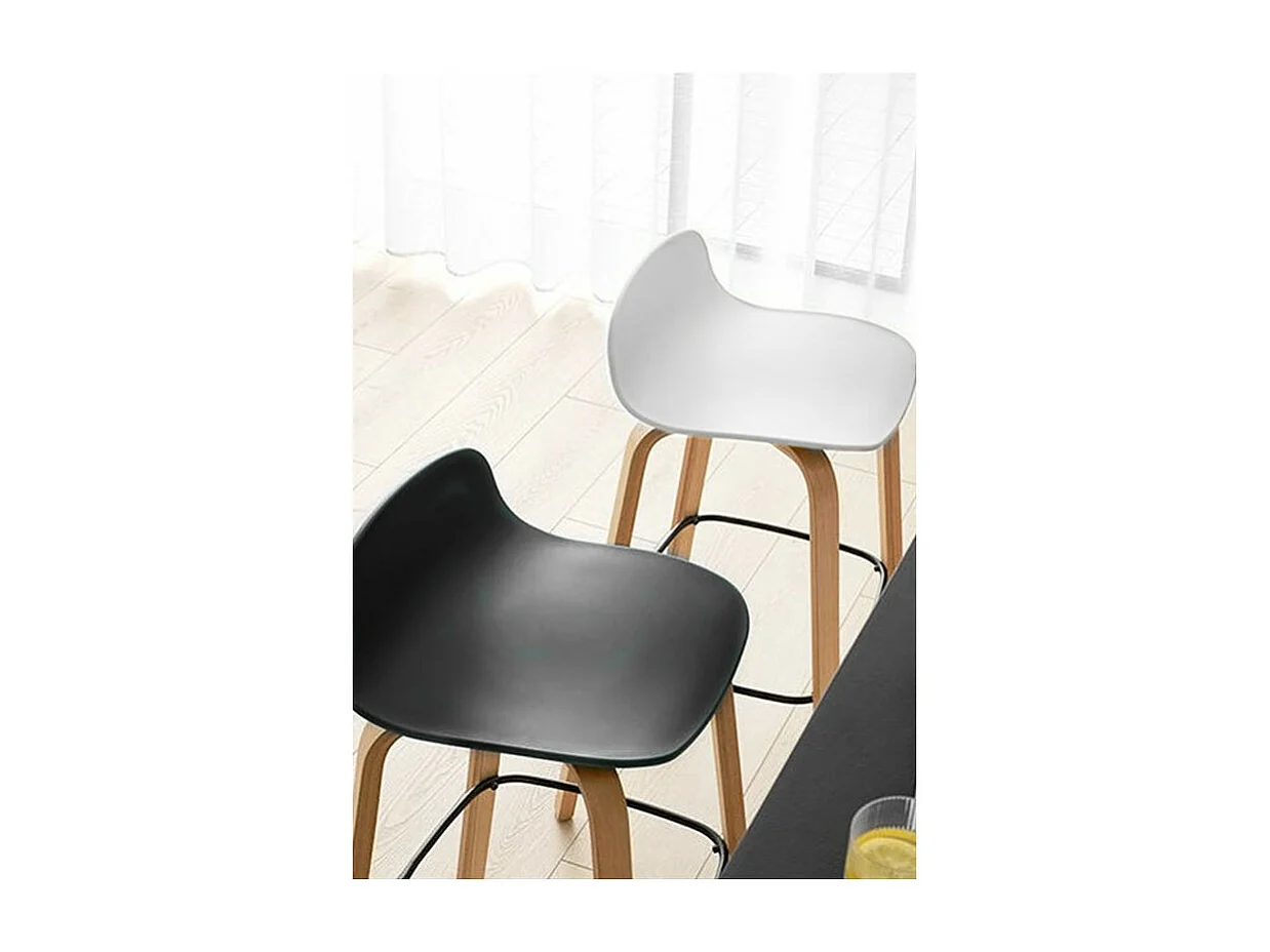 Lot de 2 tabourets de bar noirs style scandinave avec pieds en métal - Hauteur 76cm