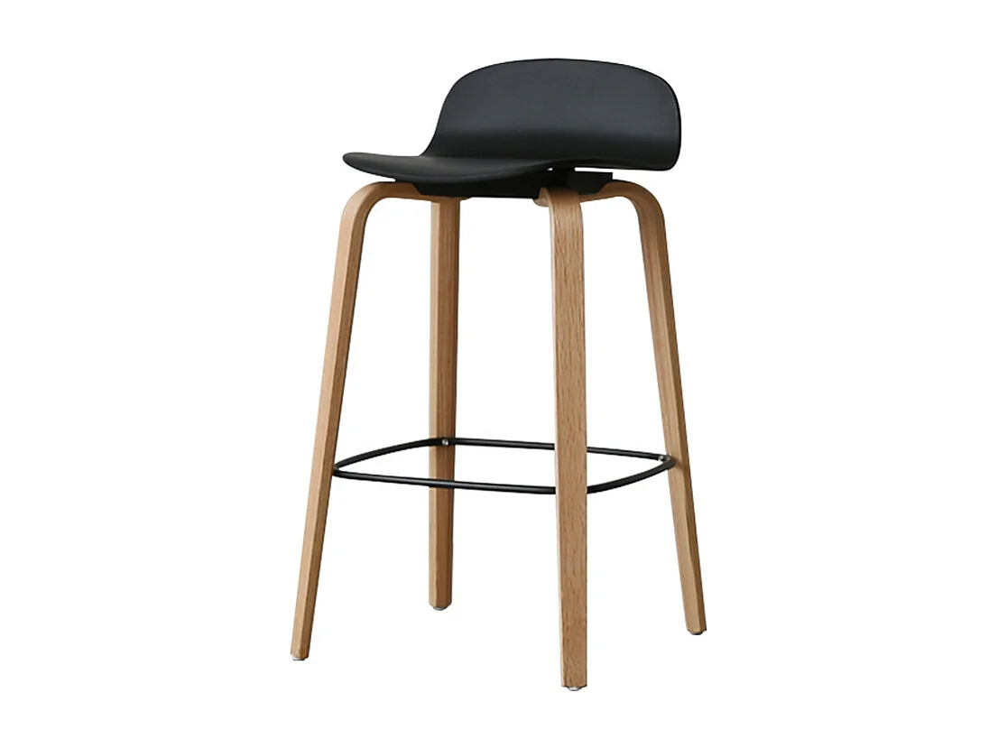 Lot de 2 tabourets de bar noirs style scandinave avec pieds en métal - Hauteur 76cm
