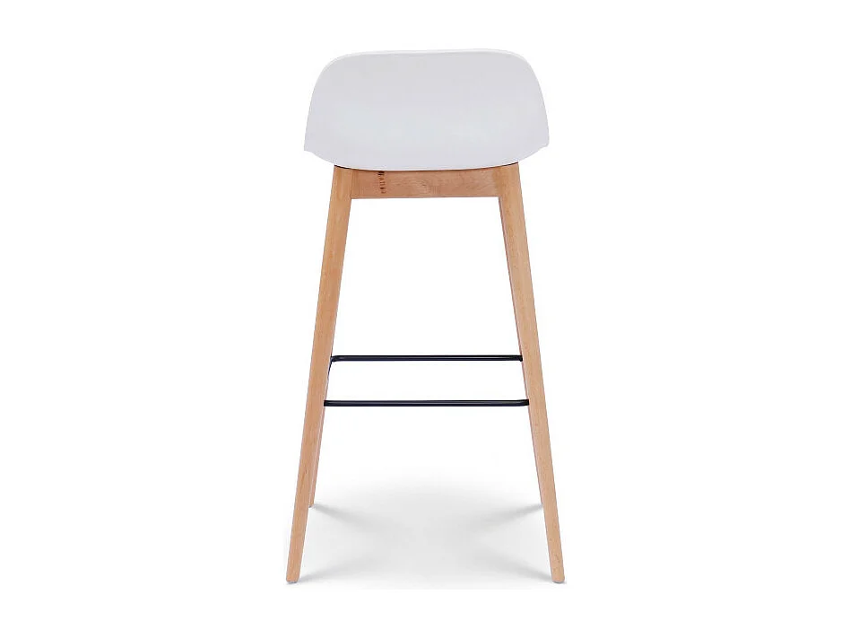 Tabouret de bar blanc style scandinave avec pieds en bois naturel - Hauteur 76 cm