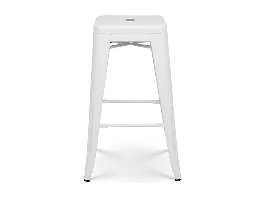 Lot de 4 tabourets de bar en métal blanc mat style industriel - Hauteur 66 cm