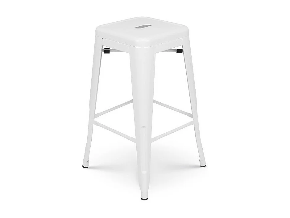 Lot de 4 tabourets de bar en métal blanc mat style industriel - Hauteur 66 cm