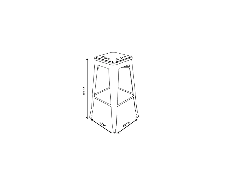 Tabouret de bar en métal noir mat style industriel et assise en bois clair - Hauteur 76 cm