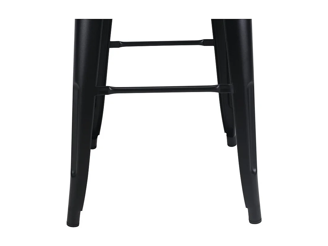 Tabouret de bar en métal noir mat style industriel et assise en bois foncé - Hauteur 76 cm