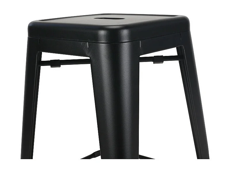 Lot de 4 tabourets de bar en métal noir mat style industriel - Hauteur 66 cm