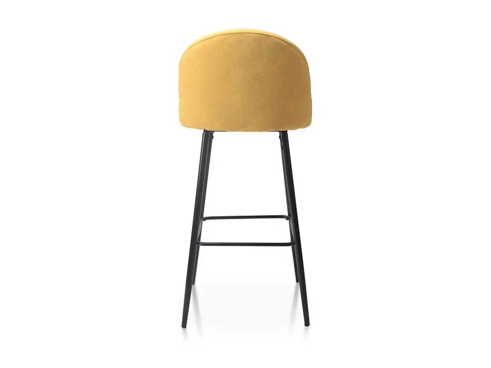 Tabouret de bar jaune LILI rembourré et pieds en métal noir