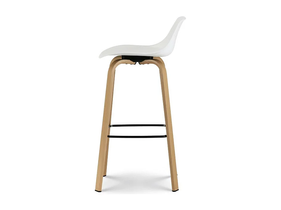 Tabouret de bar blanc style scandinave avec pieds effet bois en métal - Hauteur 76cm