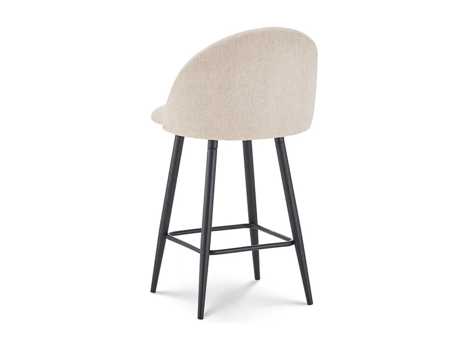 Lot de 2 Chaises de Bar Design Moderne avec Dossier – Tabouret Haut en Tissu Beige et Pieds Métal Noir – Hauteur 76 cm