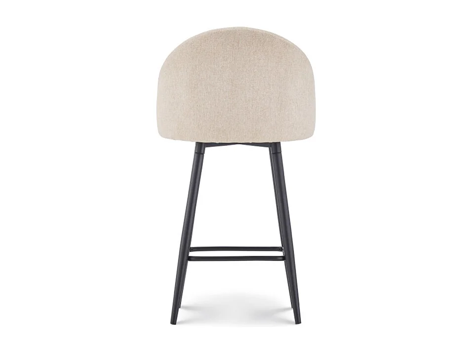 Lot de 2 Chaises de Bar Design Moderne avec Dossier – Tabouret Haut en Tissu Beige et Pieds Métal Noir – Hauteur 76 cm