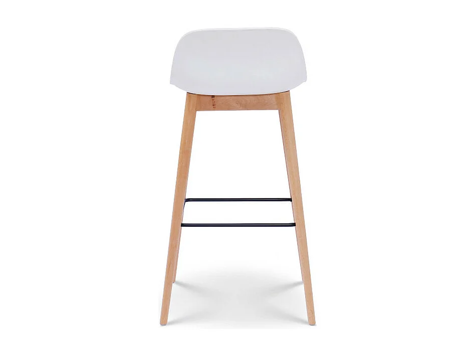 Tabouret de bar blanc style scandinave avec pieds en bois naturel - Hauteur 66cm