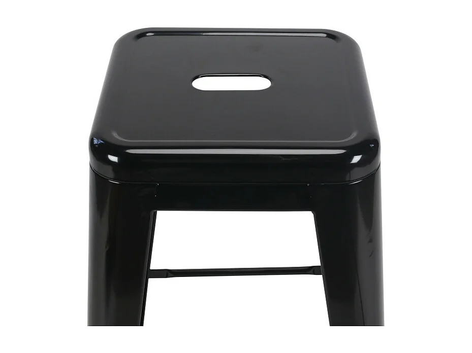 Lot de 4 tabourets de bar en métal noir brillant style industriel - Sans dossier - Hauteur 66 cm