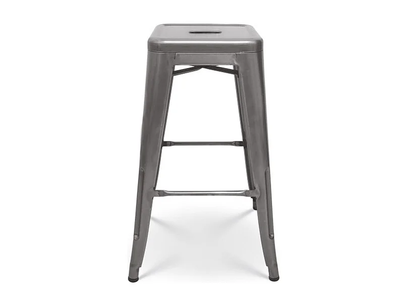 Lot de 4 tabourets de bar en métal brut aspect galvanisé style industriel - Hauteur 66 cm