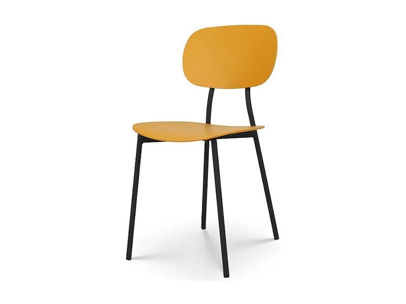 Chaise style contemporain jaune et pieds en métal noir - modèle LEA