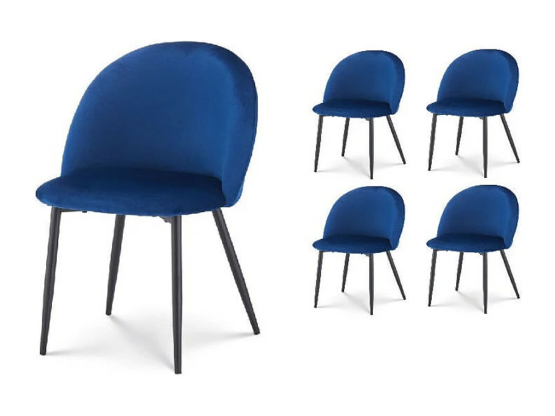 Lot de 4 chaises ISALYS en tissu velours bleu foncé