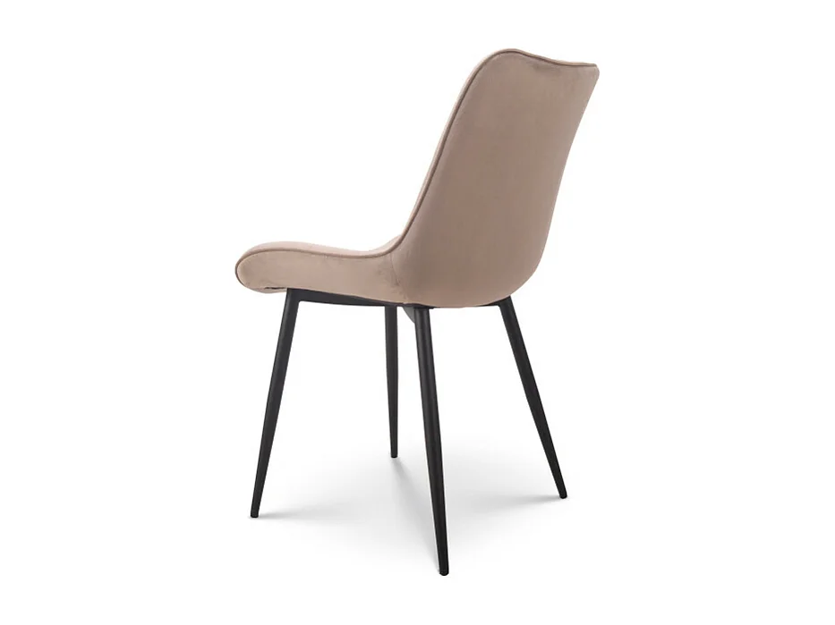 Chaise Moderne en Tissu Velours Couleur Beige avec Pieds en Métal