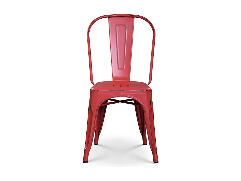Chaise en métal rouge style industriel - Effet vieillit