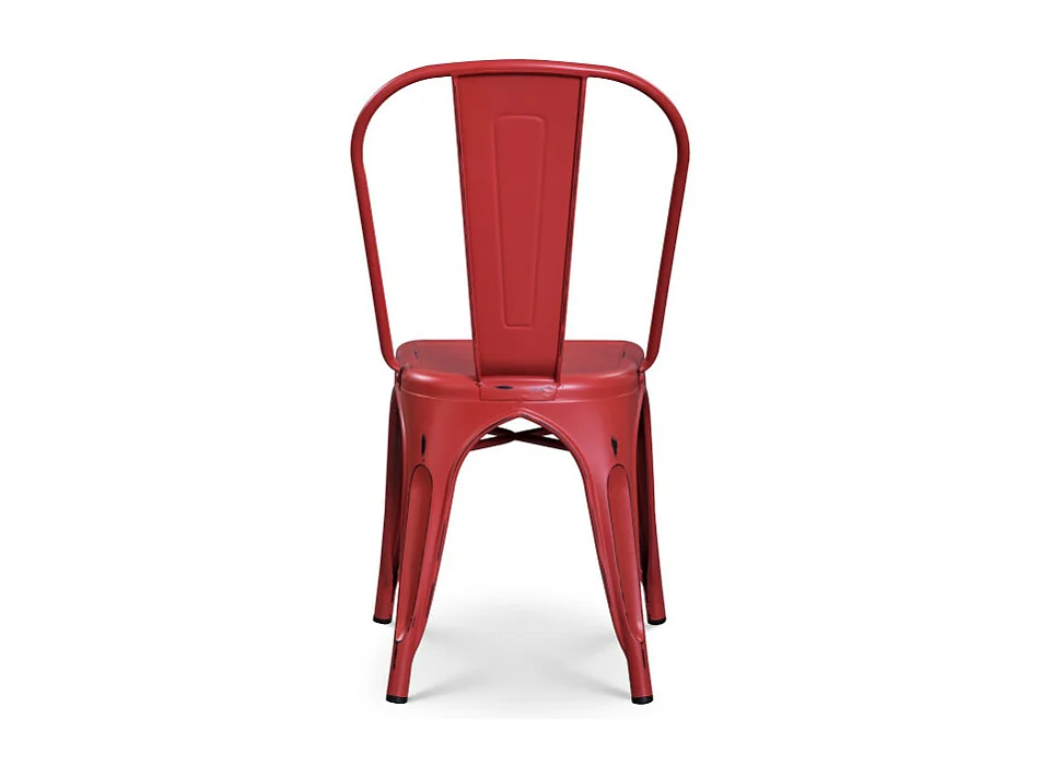 Chaise en métal rouge style industriel - Effet vieillit