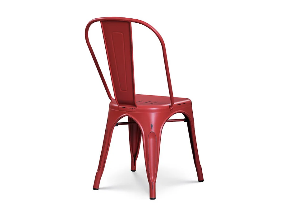 Chaise en métal rouge style industriel - Effet vieillit