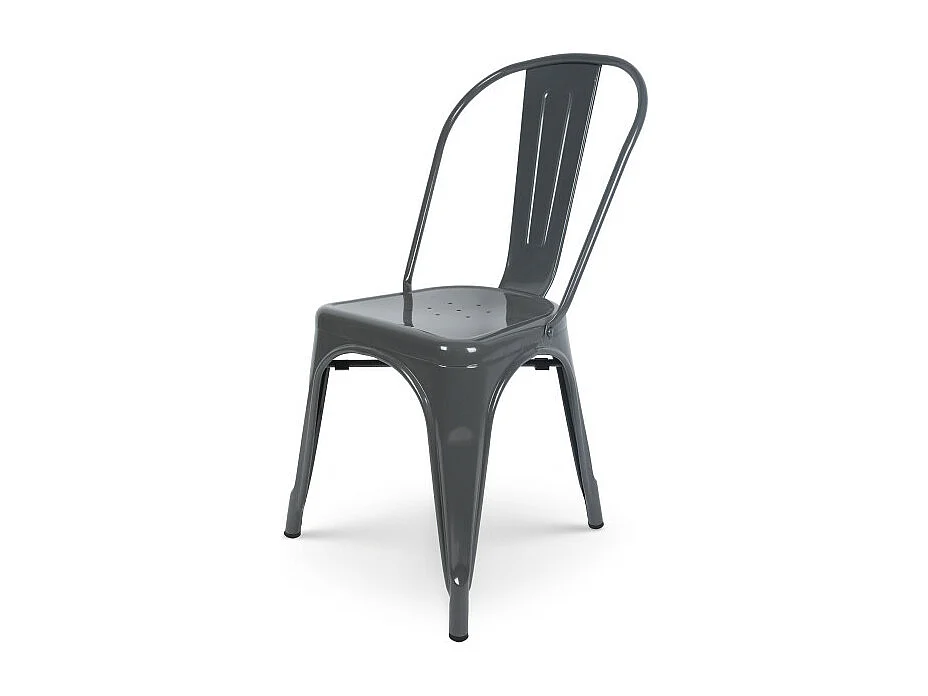 Lot de 4 chaises en métal gris foncé effet brillant - Style industriel