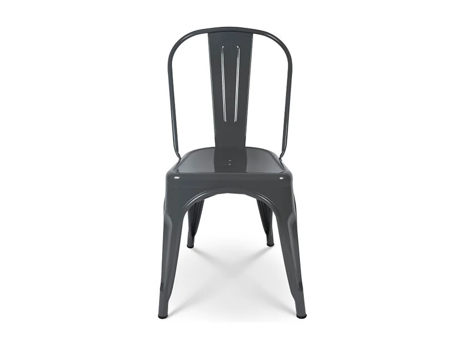 Lot de 4 chaises en métal gris foncé effet brillant - Style industriel