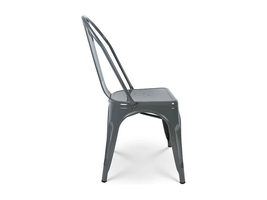 Lot de 4 chaises en métal gris foncé effet brillant - Style industriel