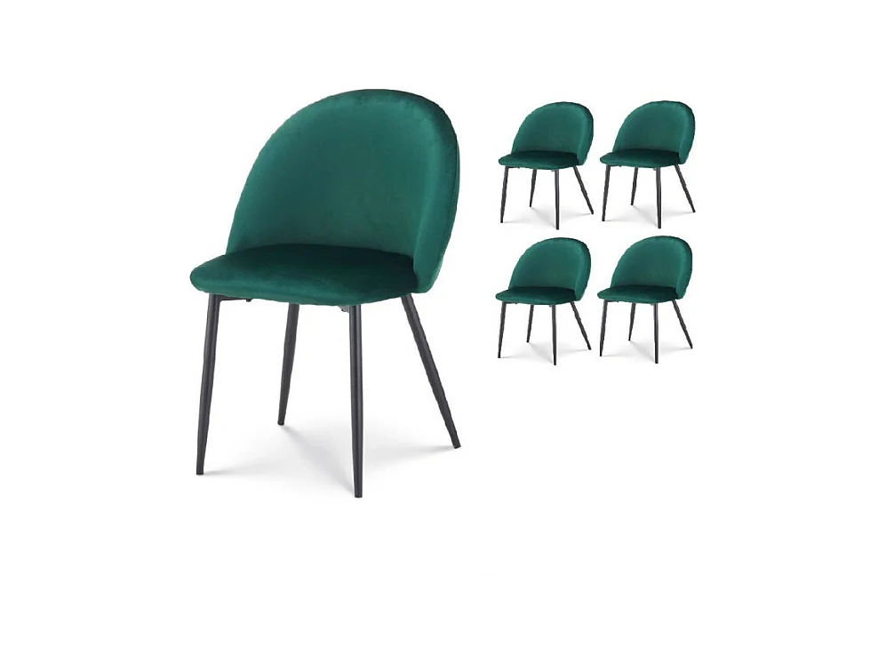 Lot de 4 chaises ISALYS en tissu velours vert foncé
