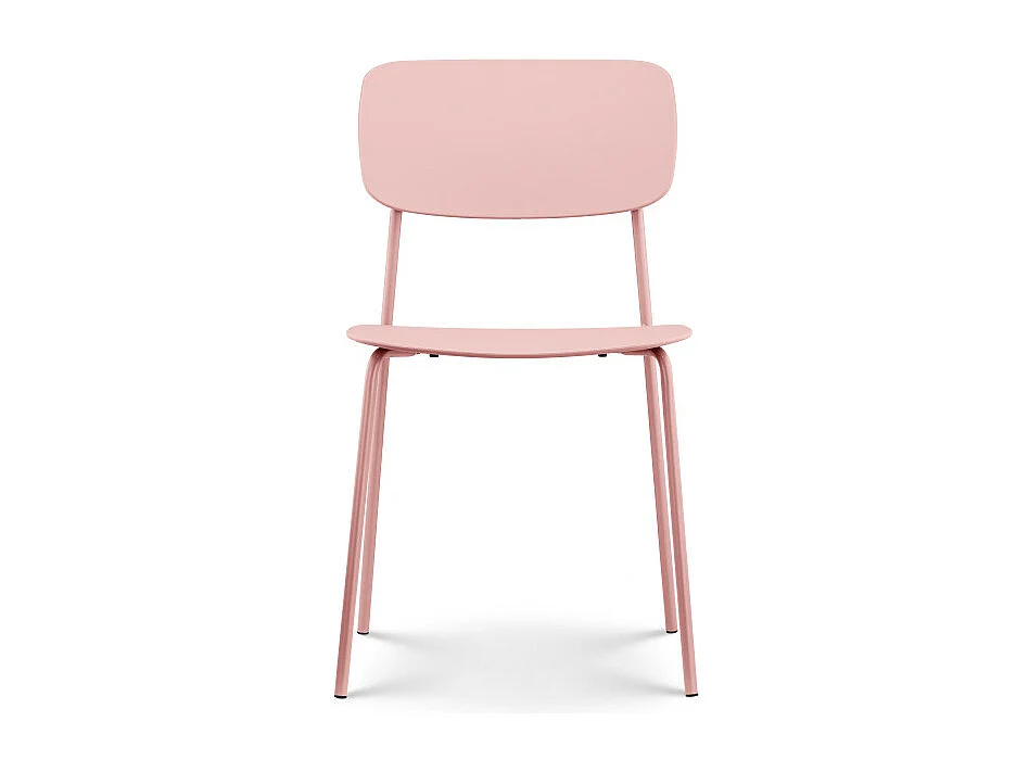 Lot de 4 chaises roses poudrées au design minimaliste en métal et résine